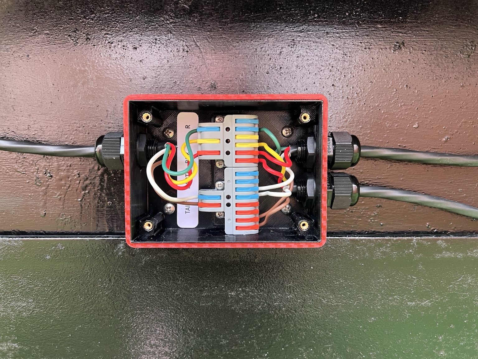 Flex Systems 5 Way Junction Box open and installed on a trailer