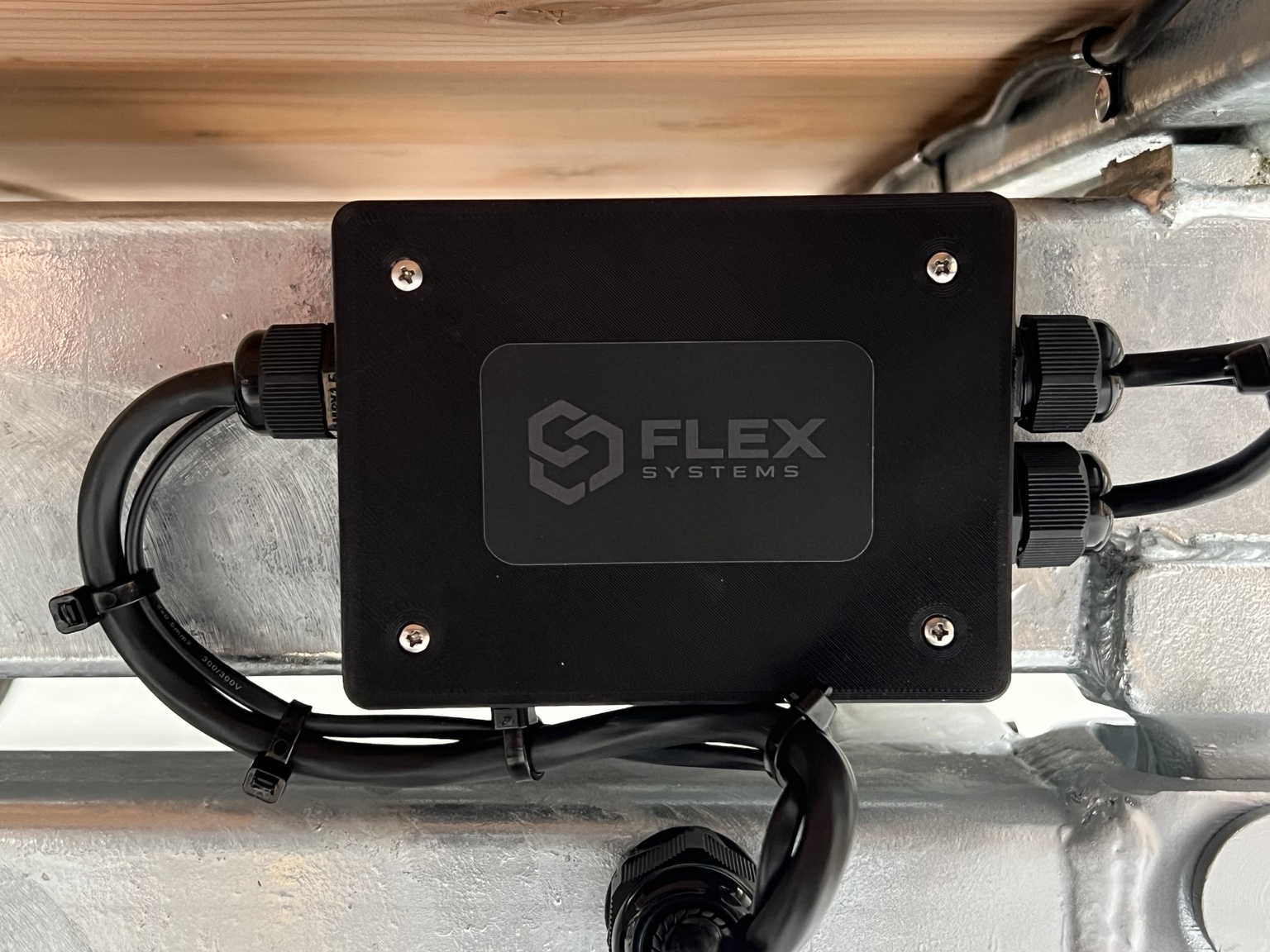 Flex Systems junction box installed on a Mustang trailer